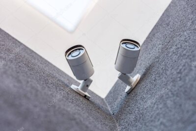 Security cameras and NVR on a rack for commercial installation