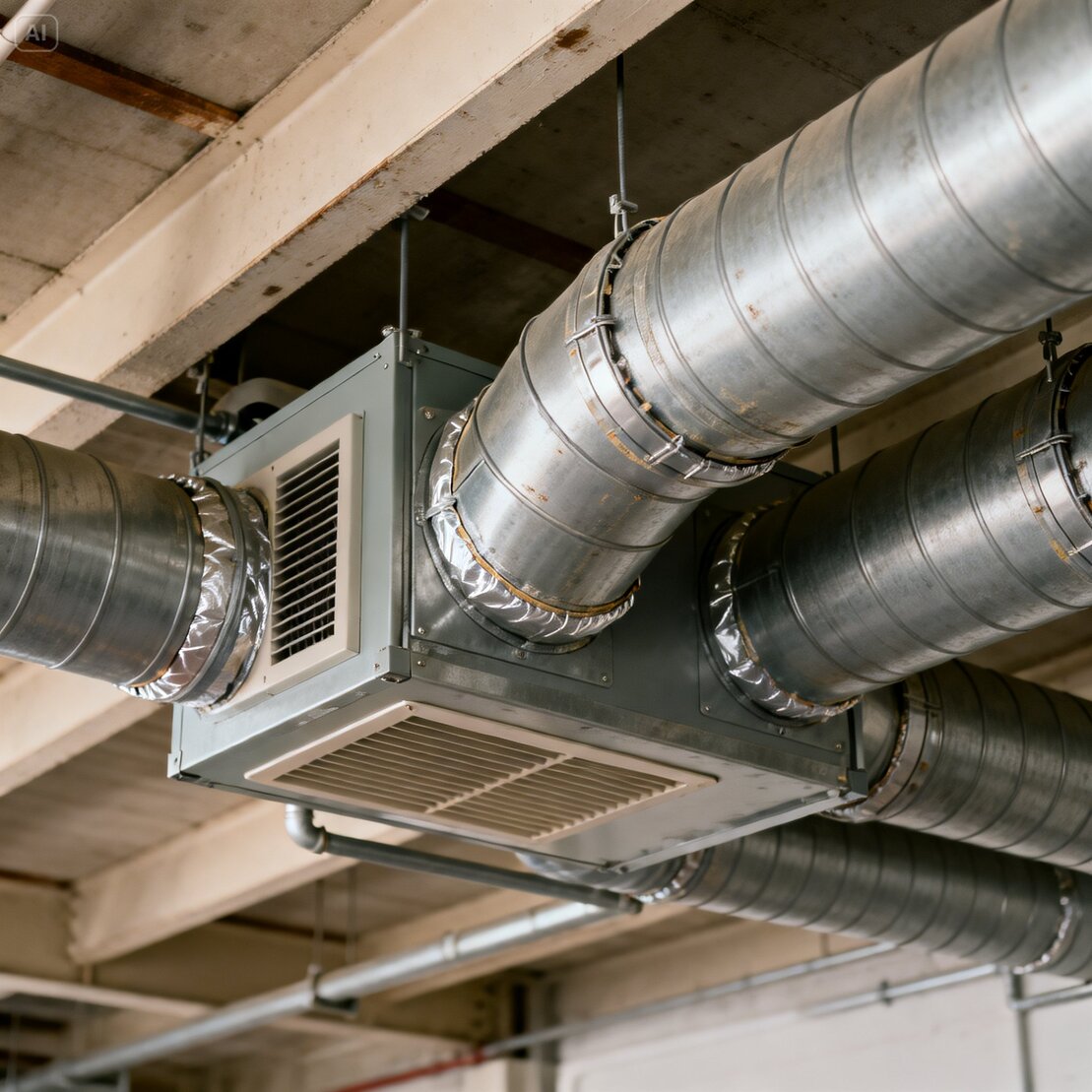 Industrial HVAC ducting installation